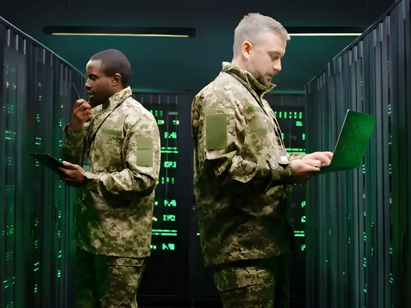 Army Man in Cybersecurity Room