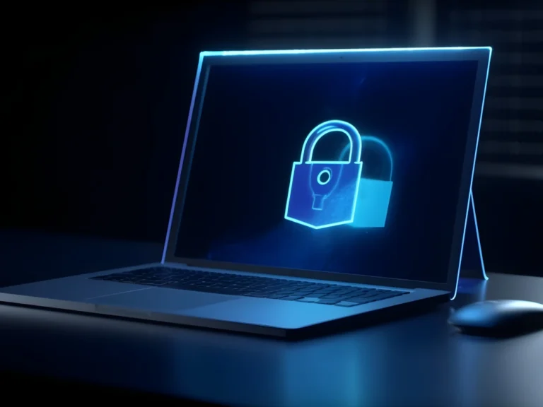 Laptop with Lock Shield Icon